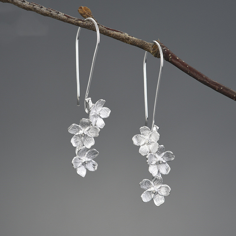Forget-me-not Vertical S925 Women's Earrings Handmade Design