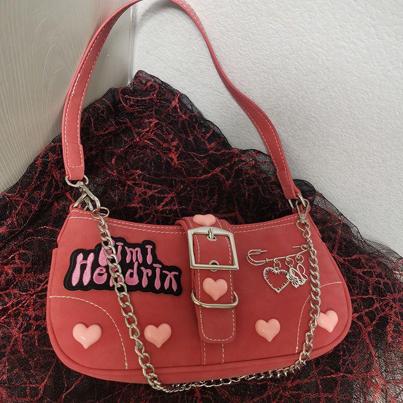 Title 4, Heart Butterfly Embroidered Chain Portable Mess...