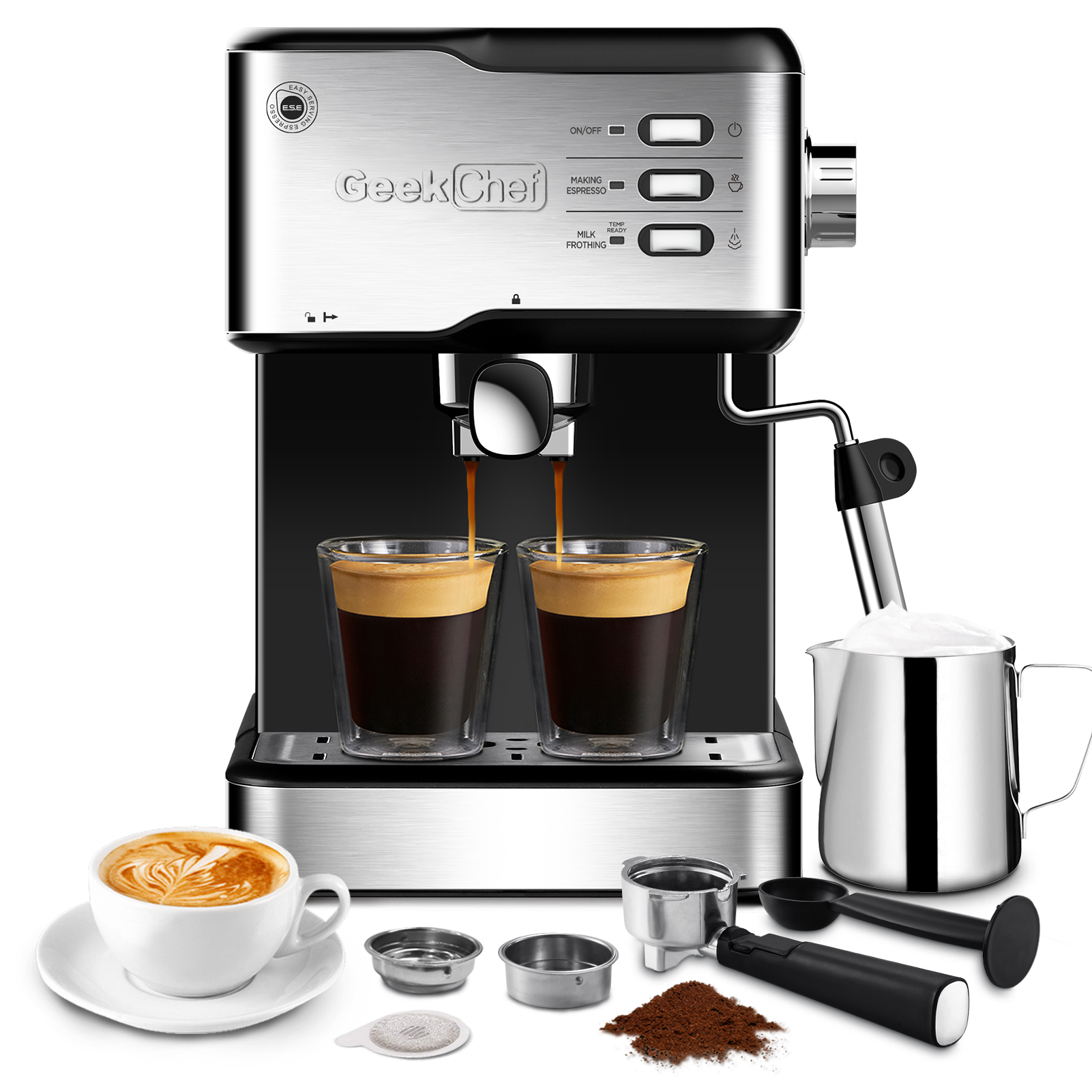 Geek Chef Espresso Machine Espresso Cappuccino Latte Maker Bar Coffee Machin Ebay