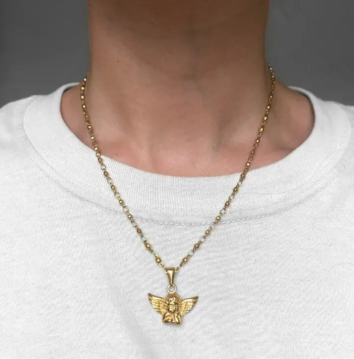 Real Gold Plated Pendant Plated Angel Cupid Necklace
