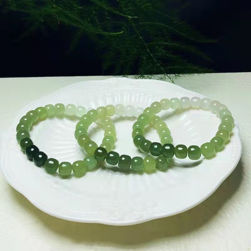 Clear Water Gradient Color Natural Xinjiang Hetian Jade Bracelet