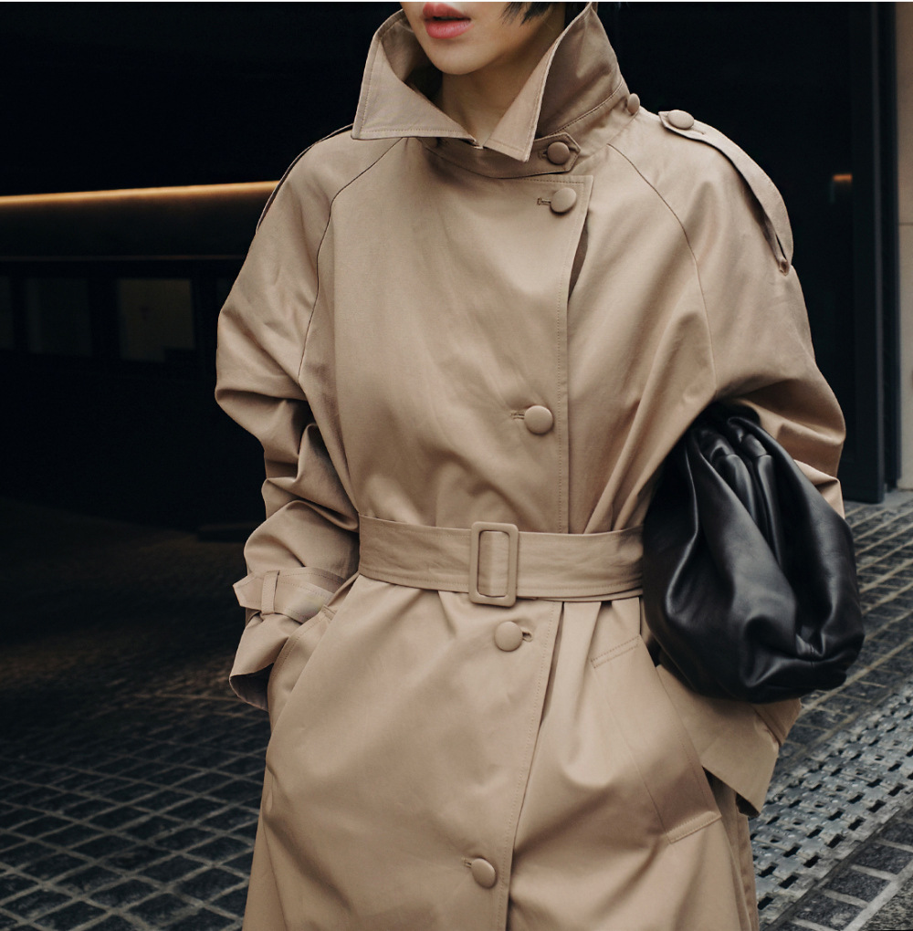 Title 2, Dames effen kleur trenchcoat, Koreaanse stijl l...