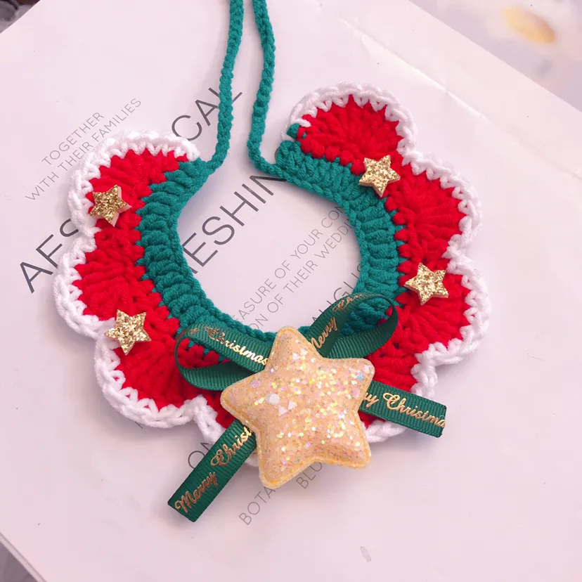 Wool Pet Collar Hand Woven Christmas