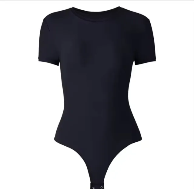 USA Warehouse Shipping Going Out T Shirt Tops Second skin Feel Recycle Shapewear Crew Neck Short Sleeve Bodysuit For Women Black - Shop at LoveMi