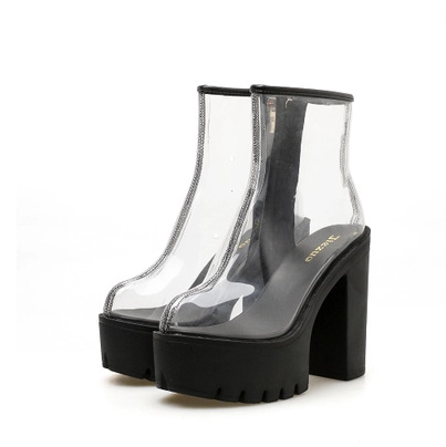 Title 5, Transparent Film Waterproof Platform Thick Heel...