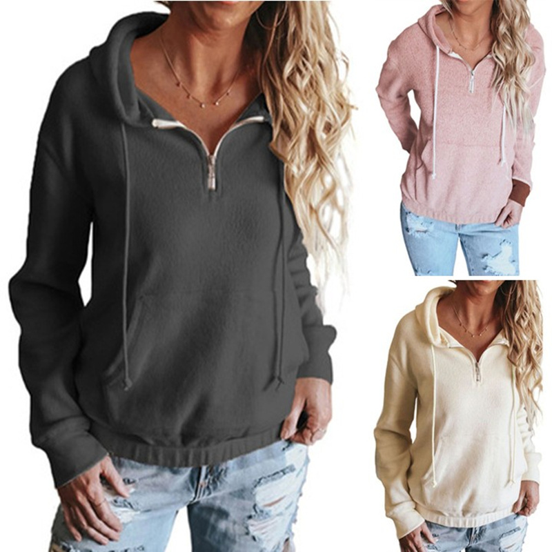 European And American Silver Fox Hooded Long-sleeved Pullover Casual Jacket Women