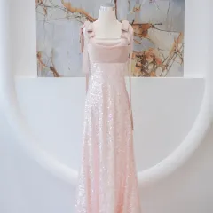 Fashion Slim Sequin Fishtail Cocktail Dress - Pink - View 1