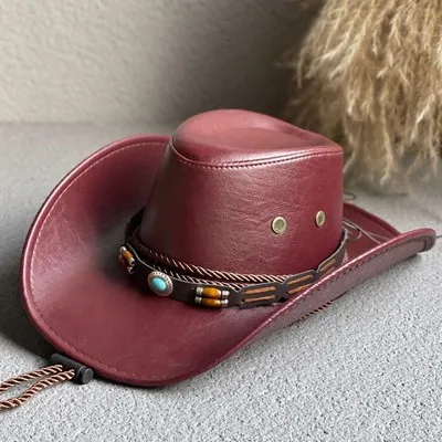 Tibetan Jazz Hat Outdoor Sunscreen Denim Wine Red - Shop at LoveMi