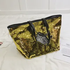 Women's Statement Colorful Sequin Tote Bag - Gold - View 1