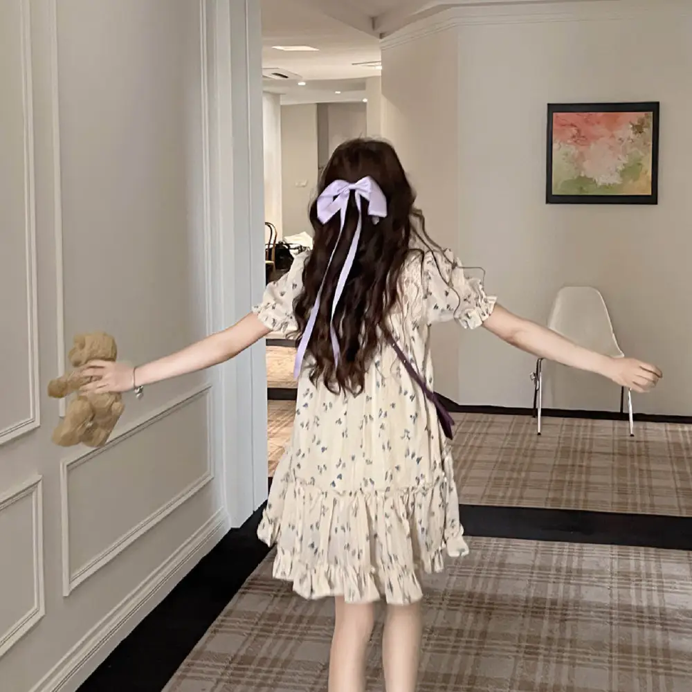 Wisteria Flower French Embroidery Floral Dress