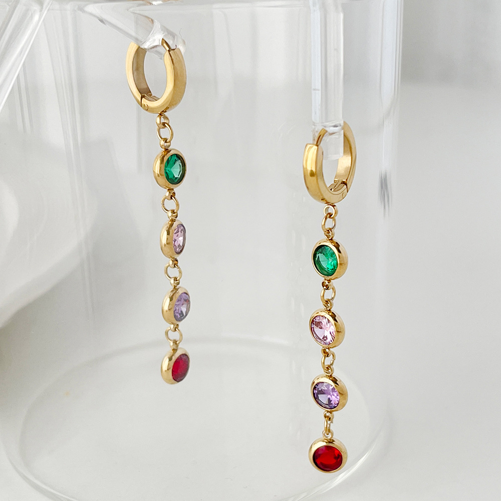 Niche Design Colorful Zirconium White Zirconium High-end Earrings