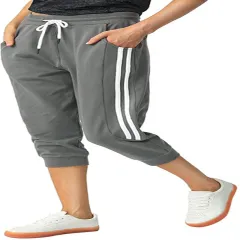 Women's Sports Cropped Jogging Pants Suitable For Daily Gym - Grey - View 1
