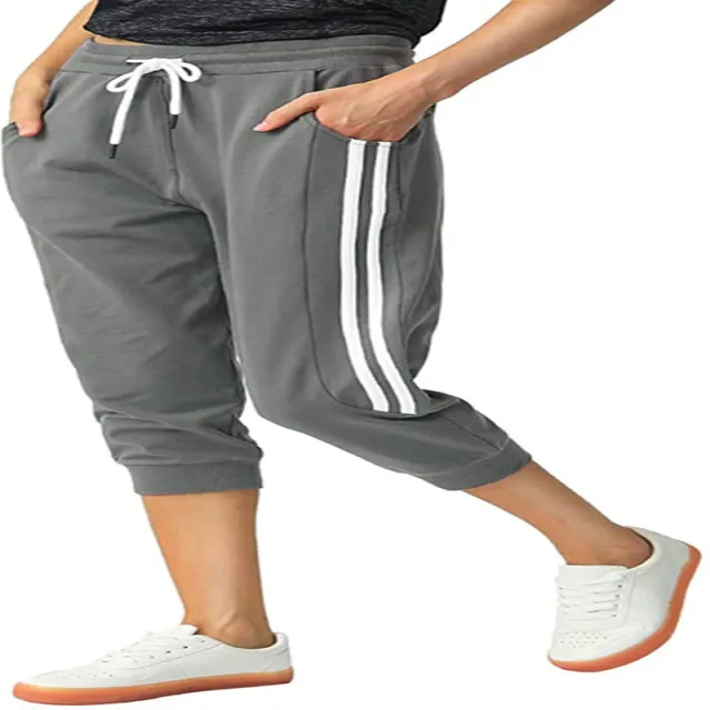 Women's Sports Cropped Jogging Pants Suitable For Daily Gym Grey - Shop at LoveMi
