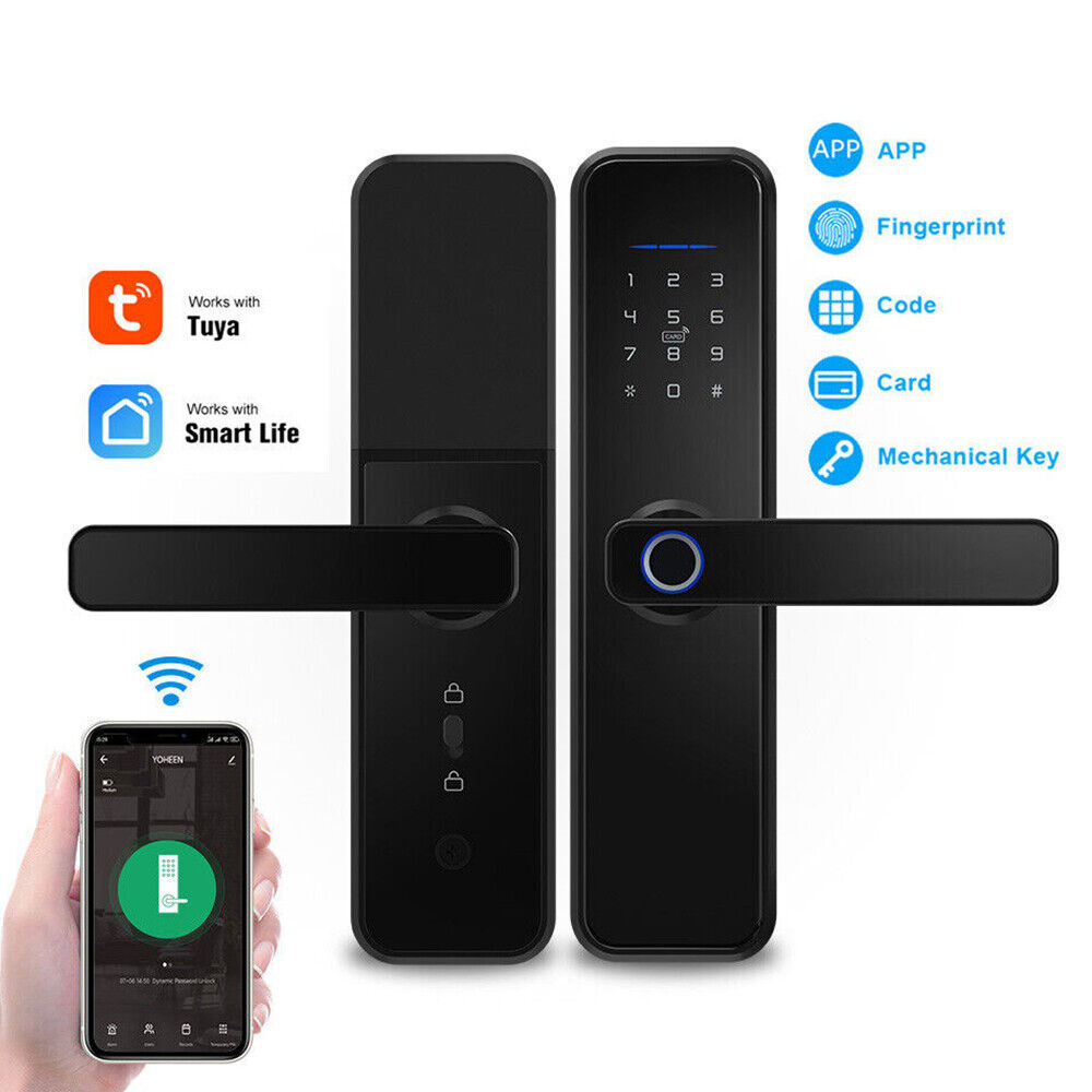 Electronic Bluetooth Door Lock T Uya APP Fingerprint Card Password Key Entry Lock 14