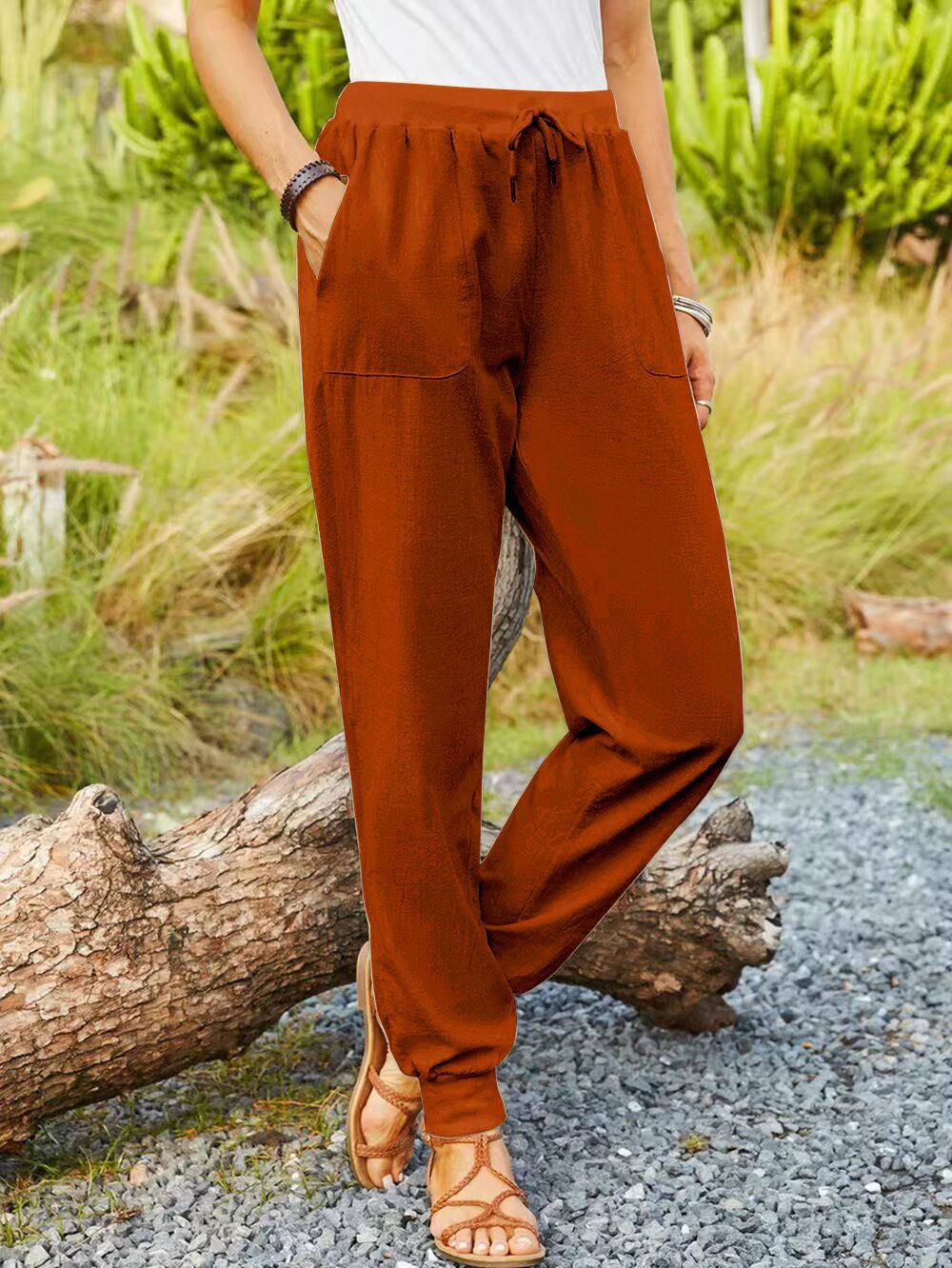 Title 6, Casual Elastic Cotton And Linen Pants