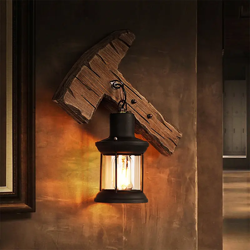 Retro Nostalgic Boat Wood Wall Lamp Industrial
