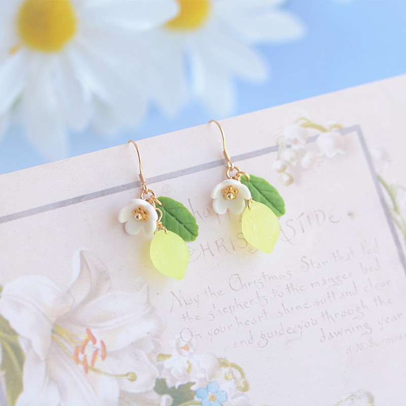 Title 1, New Year Christmas Plant Leaf Flower Earrings