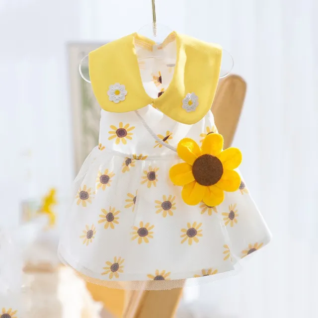 New Dog Clothes Cute Mesh Strawberry Strap Dress Sunflower Bag - Shop at LoveMi