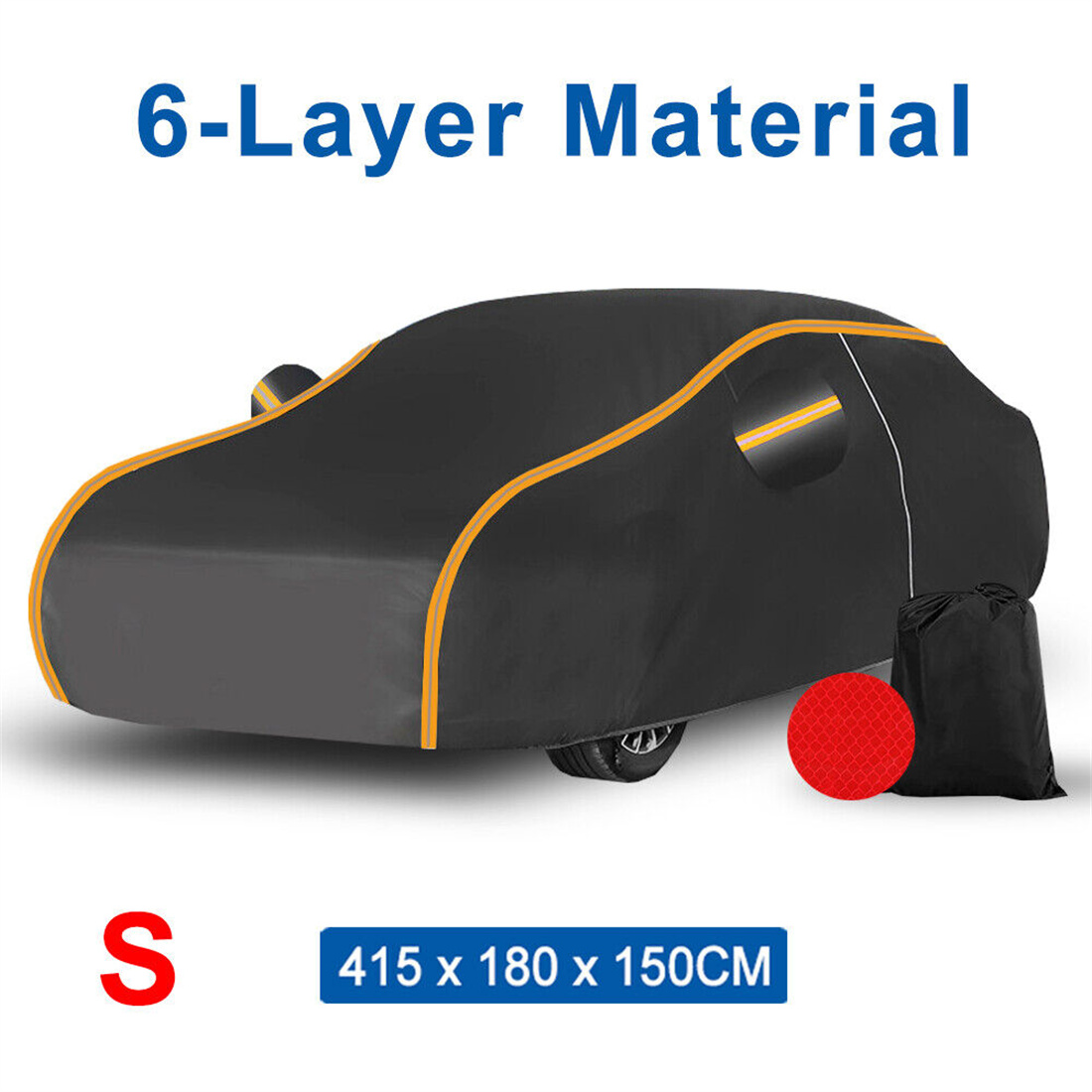 Universal Waterproof 6 Layer Car Cover Heavy Duty Cotton Rain Snow UV — image 8