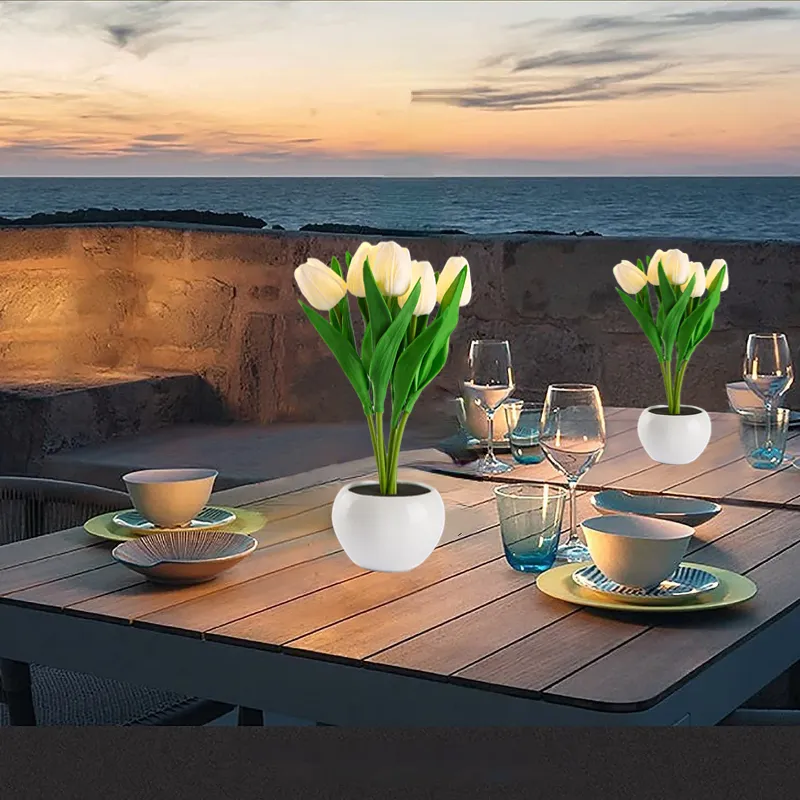LED Tulip Flower Night Light Artificial Flowerpot Potted Plant Landscape Table Lamp Home Bedroom Living Room Decoration Gift – image 5
