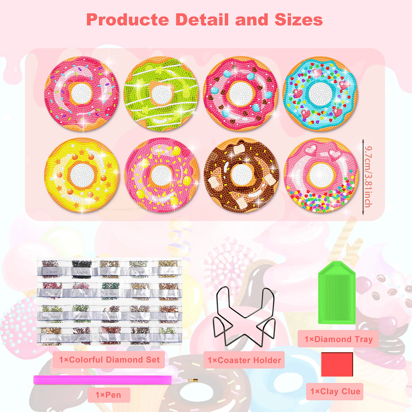 Diamond Art Drawing Coaster With Bracket, DIY Beautiful Pattern Diamond Art Coaster, Suitable For Adults And Beginners Diamond Drawing Kit, Diamond Kit Craft Supplies, Exquisite Gifts For Fri