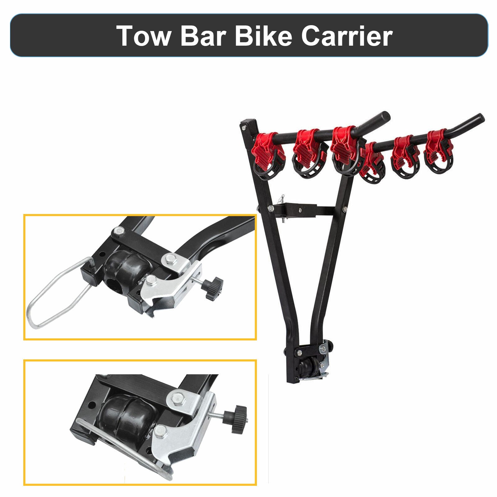 Heavy Duty 3 Bicycle Rear Tow Bar Bike Car Cycle Carrier Rack Hatchback CarVan — image 4
