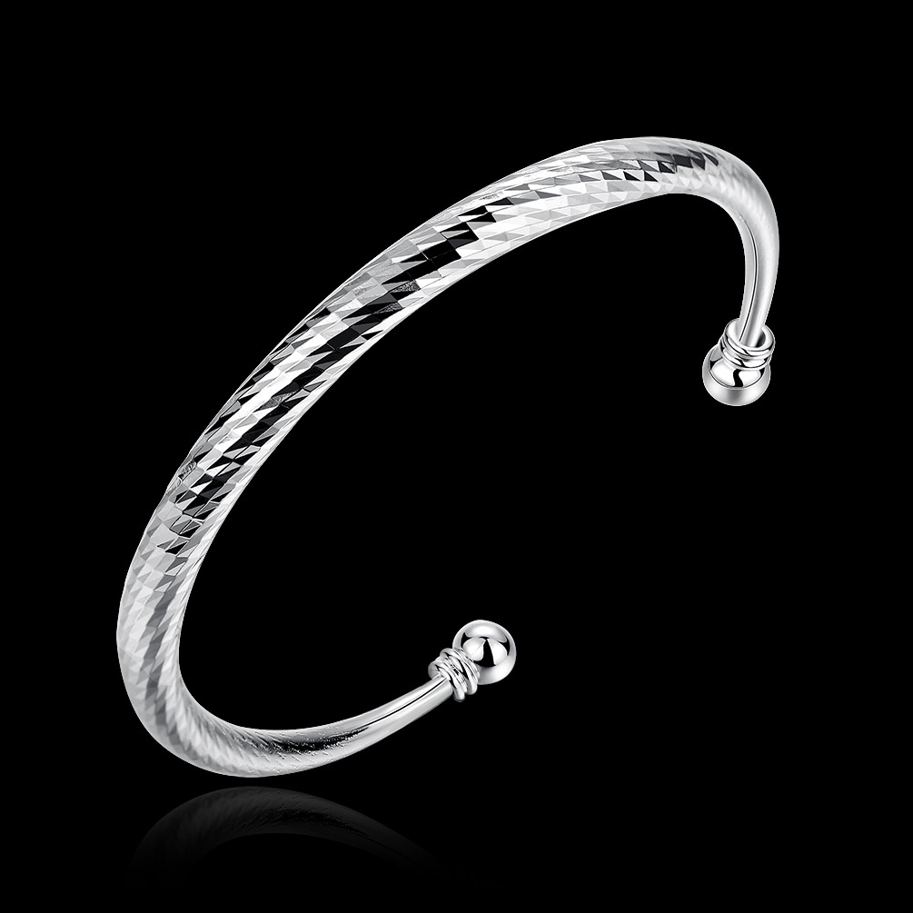 Original European And American Style Atmosphere Round Simple Silver Bracelet