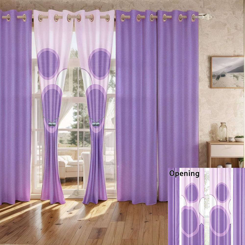 9 Piece Room In A Bag Quilt And Curtain Set, US Designer Lavender Purple Geometric Circle Print Heavyweight Bedspread With 6 Customizable Window Panels, Pet-Friendly High GSM Coverlet — foto 2