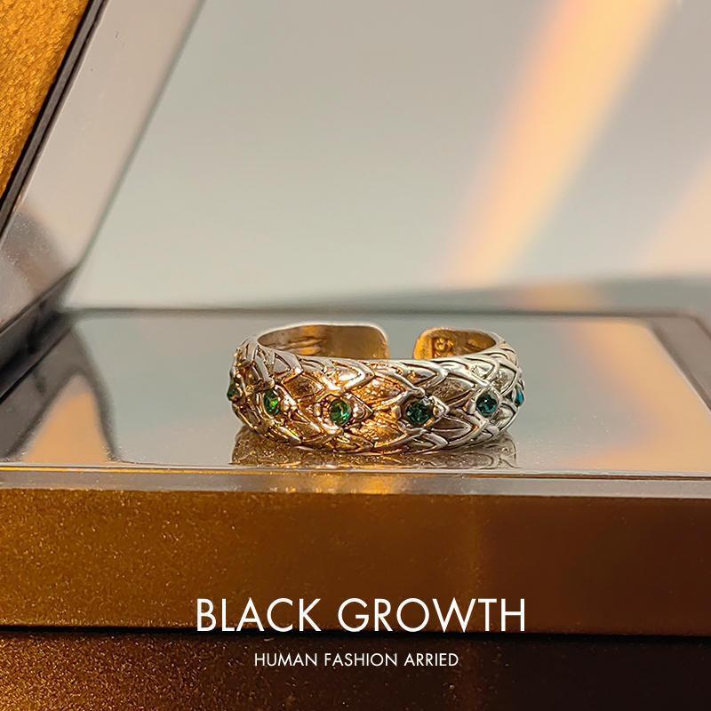 Vintage Distressed Ring For Men, Adjustable Open Band, Hip Hop Niche Design Cross Trendy Brand, Cool Style Index Finger Ring