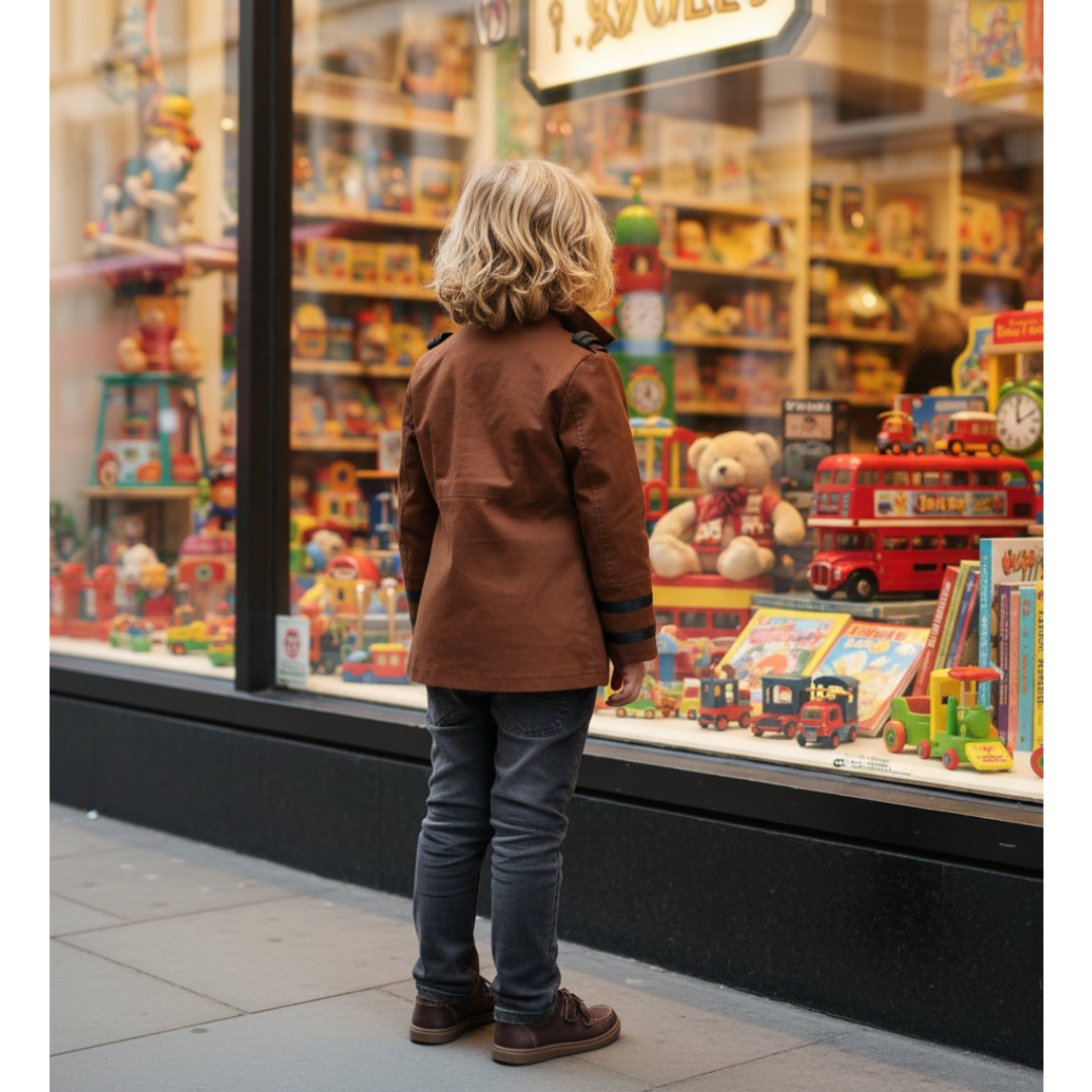 Boys Formal Uniform Trench Coat Kids Vintage Military Style Cotton Jacket 3-9Y — image 12