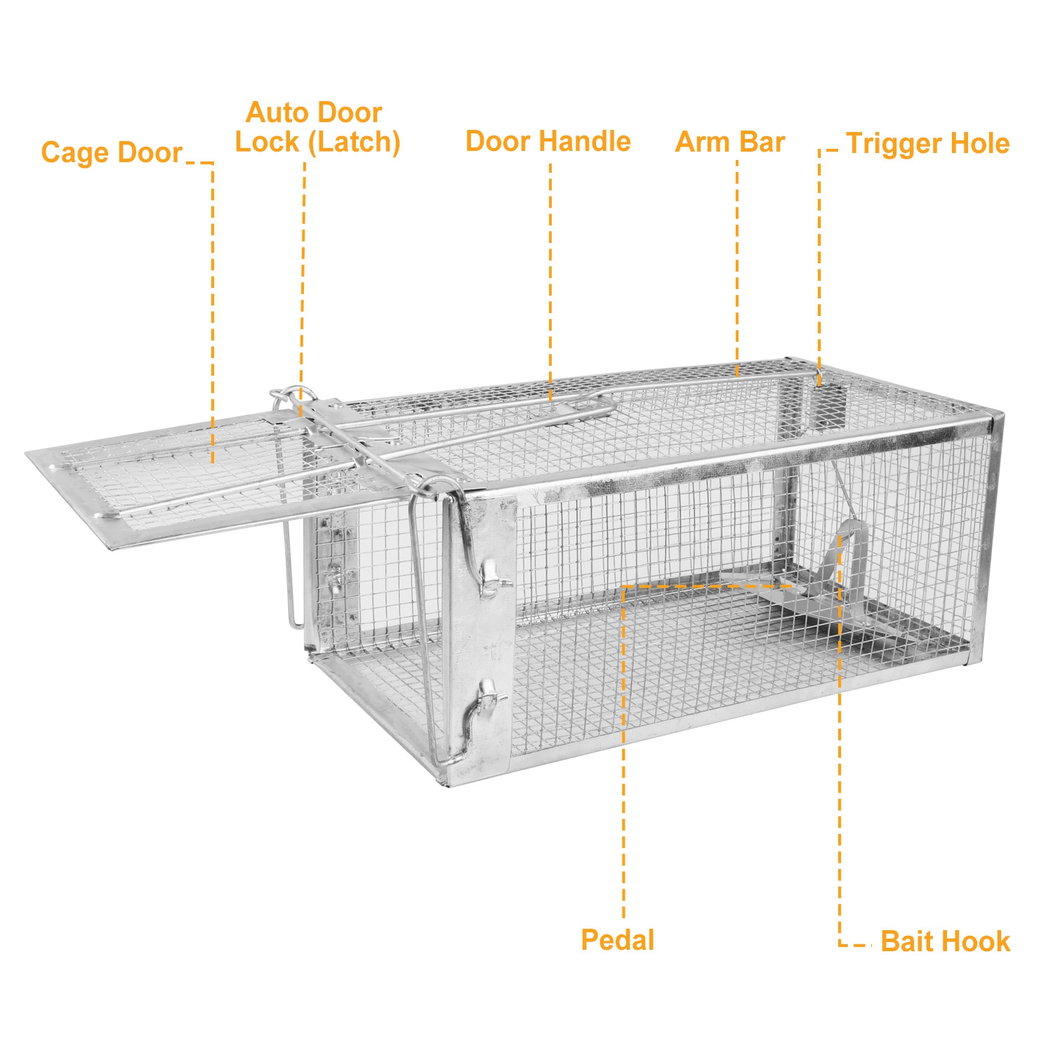 Humane Live Animal Trap, Galvanized Steel Mouse Cage Trap With Sensitive Gravity Pedal, Escape-Proof Design, Reusable Rodent Catcher For Home Yard Garage Restaurant — foto 9