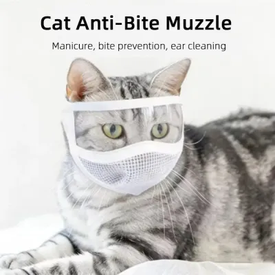Cat Anti Bite Muzzle Transparent Breathable Mesh Muzzle For Grooming Nail Trimming Bathing Vet Visits