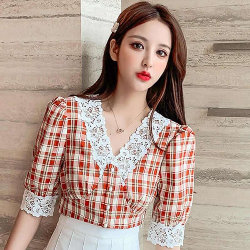 Title 6, Vintage Red Plaid Shirt Women