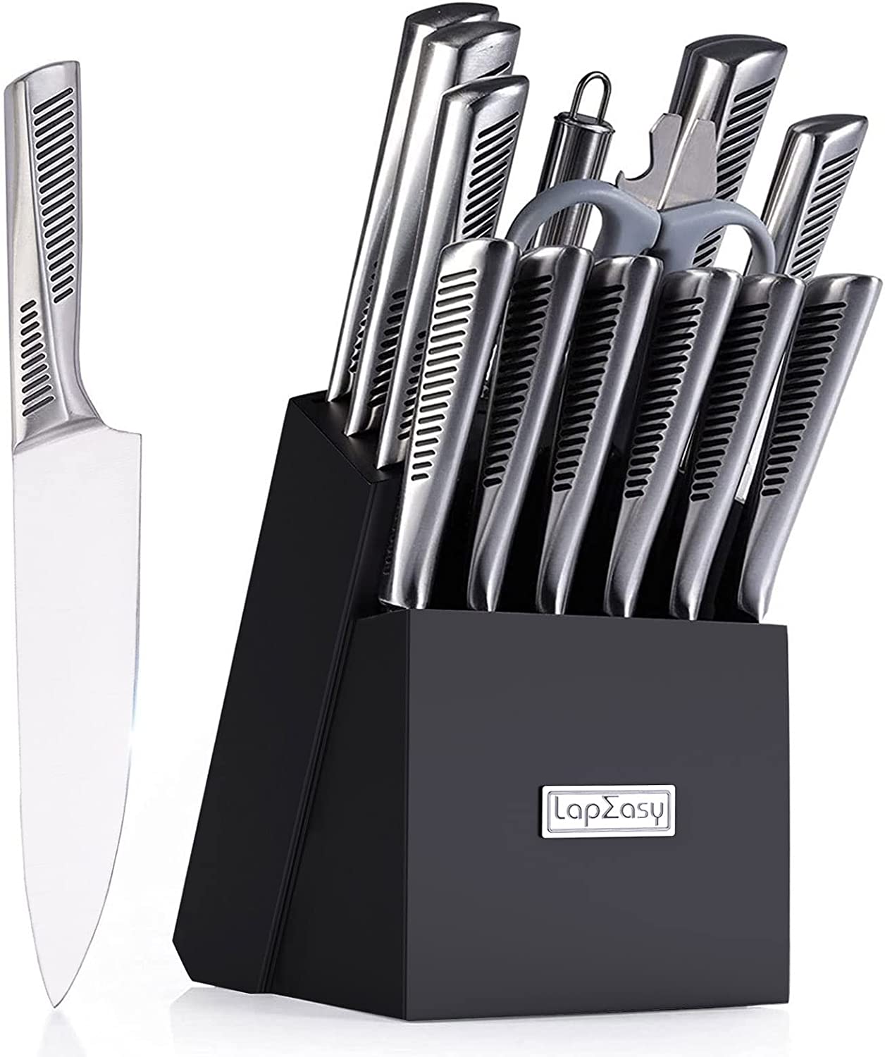 Kitchen Knife Set. LapEasy 15 Piece Knife Sets With Block Chef Knife Stainless S