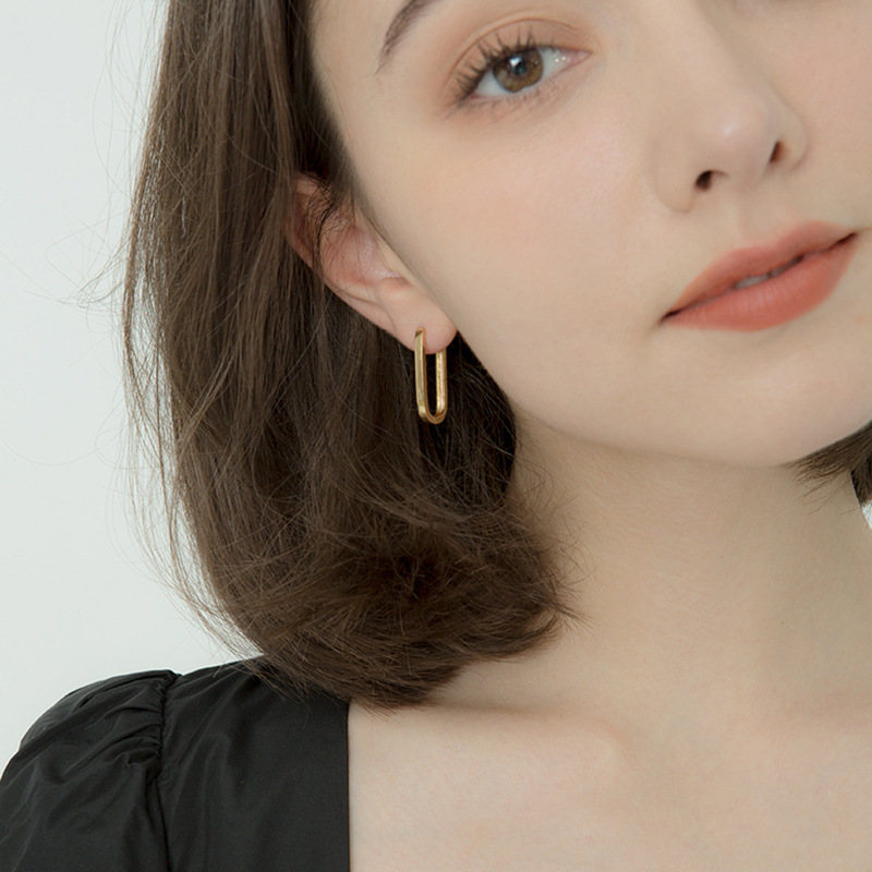 Geometric Earrings Trendy Sterling Silver 14k Gold Plated