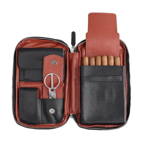 Leather Cigar Bag Carry-on Travel Portable Moisturizing Case