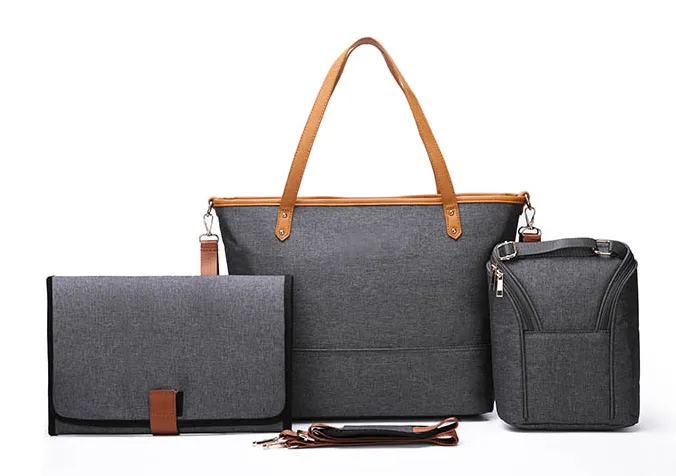 Mommy Bag, 5-Piece Fashionable Mother And Baby Bag - Grey
