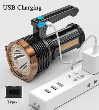 LED Torch USB Rechargeable COB Work Light Flashlight Spotlight Powerful Camping Light