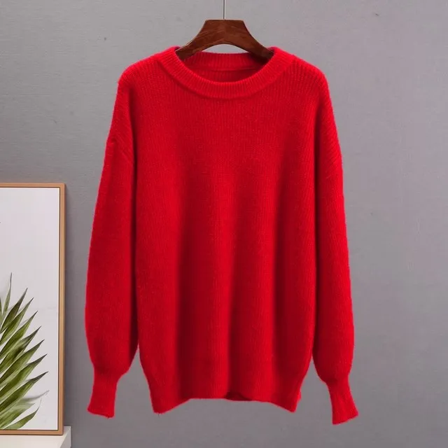 Warm Ladies Sweater Women Knitwear Knitted Sweaters Red - Shop at LoveMi