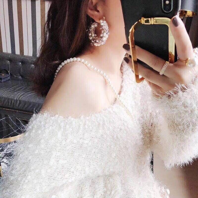 Fashion Women's Lace Inlaid Pearl Earrings