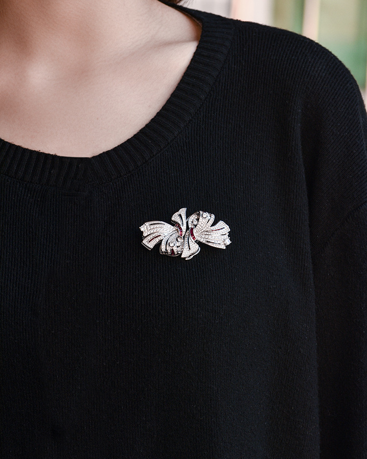 High Grade Detachable Double Clip Bow Brooch — foto 2
