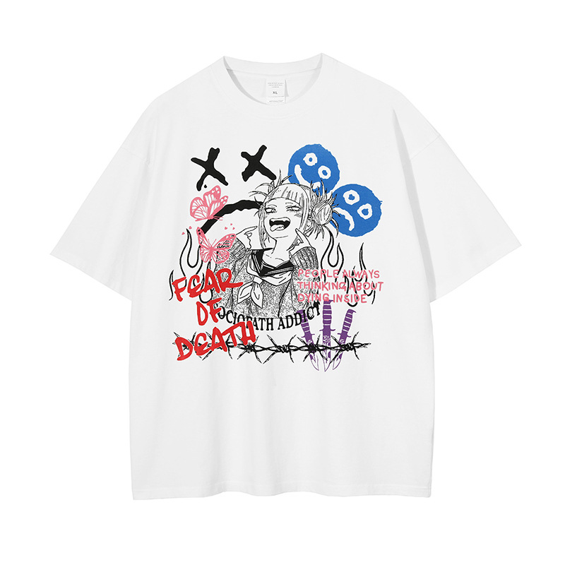 Fashion Men's Batik White Retro Half Sleeve T