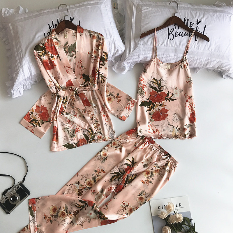 Title 2, Printed Long Sleeve Imitation Silk Homewear