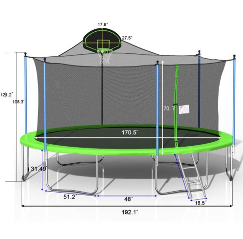 16FT Trampoline Children's Basketball Stand Safety Fence Net — photo 4