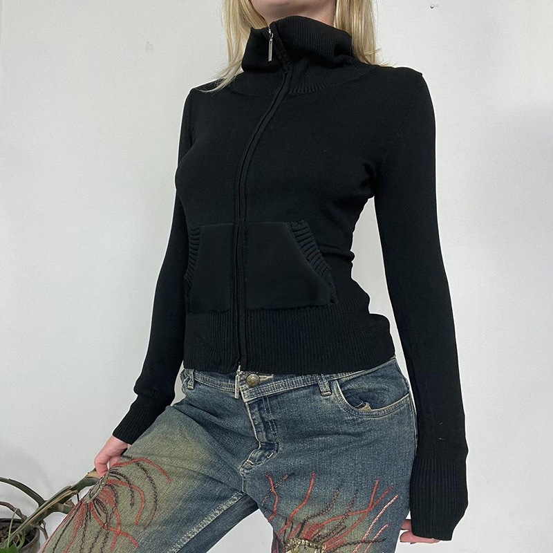 Women's Autumn Turtleneck Zipper Knitted Coat Bottoming Sweater