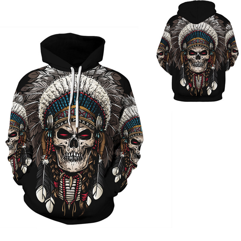 Indian Wolf Head Men's And Women's Hoodie