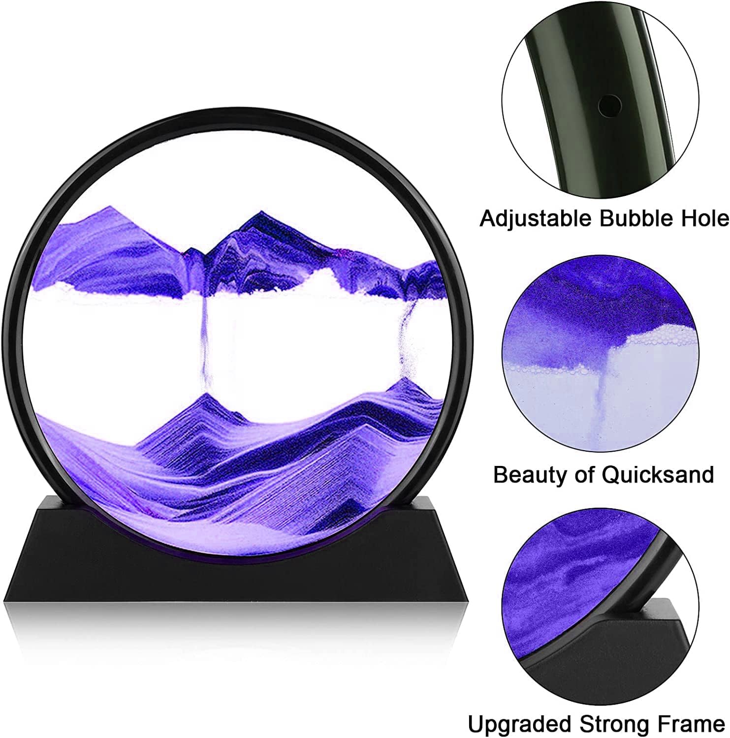 3d Dynamic Sand Art Moving Liquid Motion Picture Round Glass Desk_voghion.com