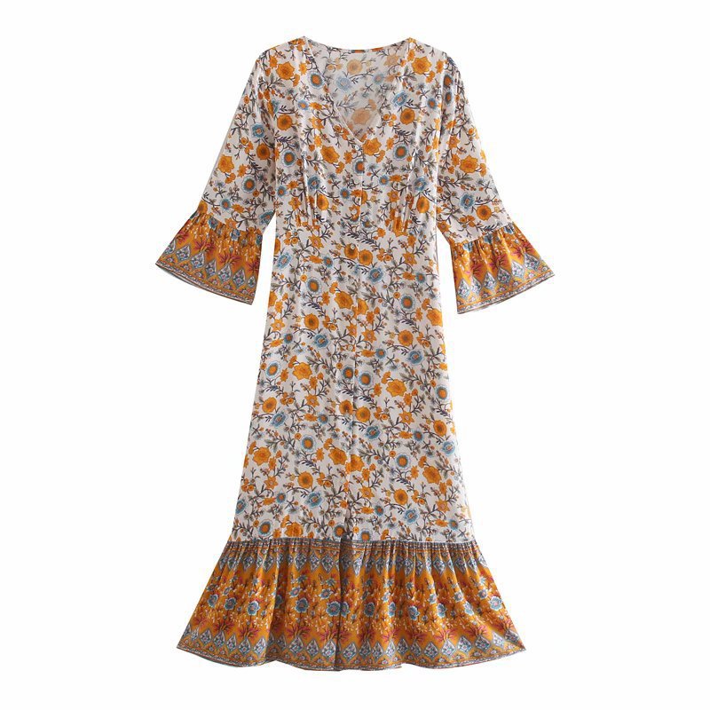 Ladies' V-neck Swing Dress