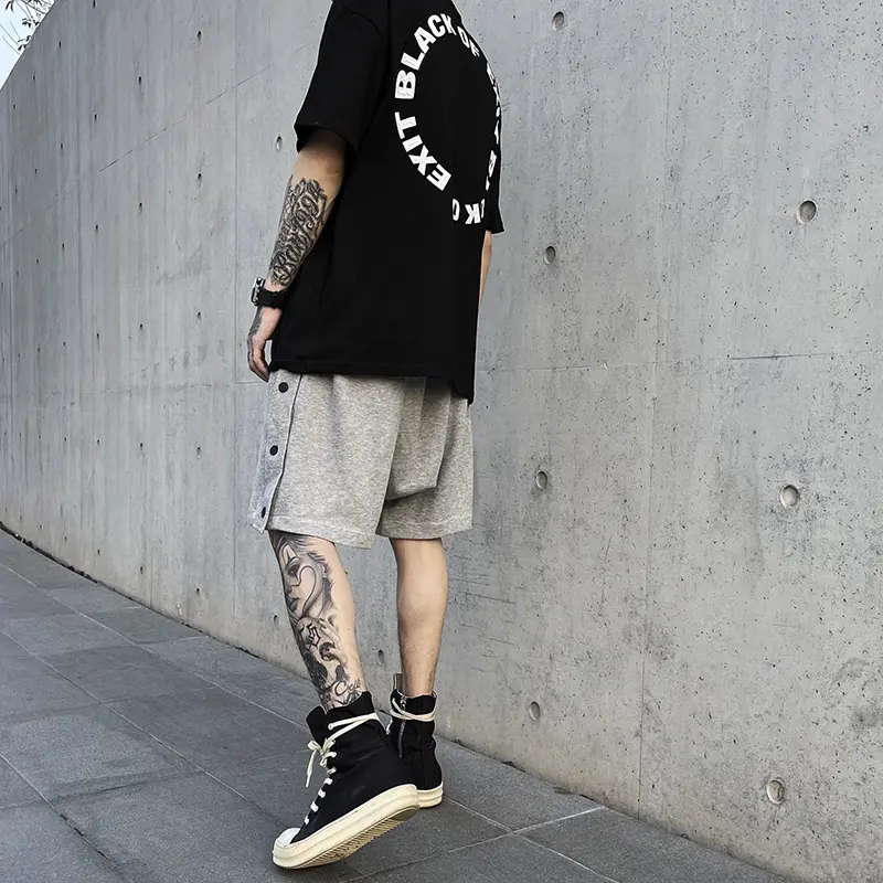 Side-breasted Drawstring Cropped Trousers
