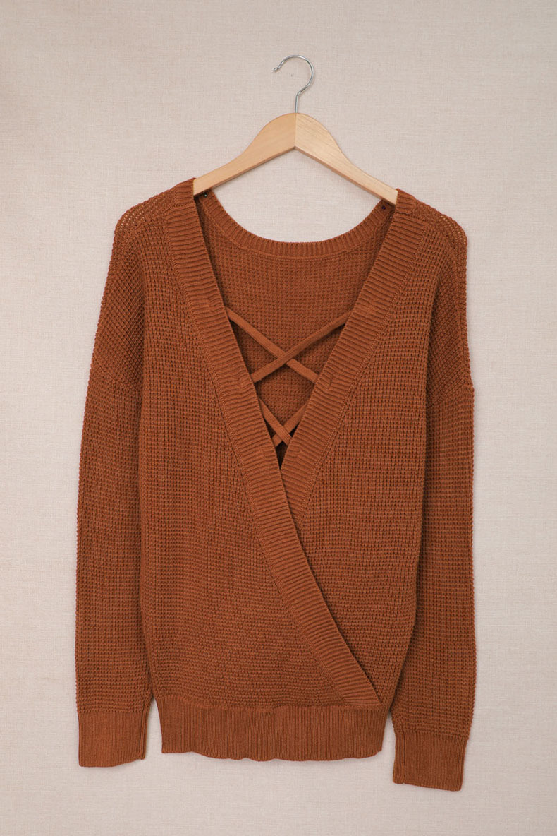Loose Solid Color Round Neck Long Sleeve Pullover Sweater